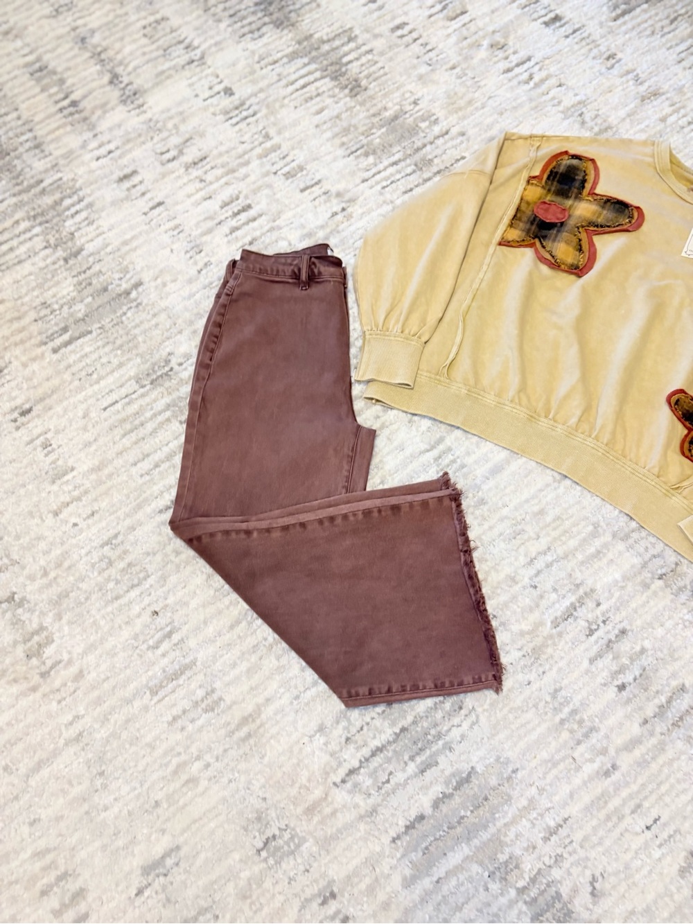 Zenana Outfitters Flare Jeans in Brown
